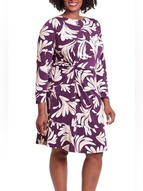 London Times Women's Women's Side Twist Flounce Dress Sz 20w - NWT